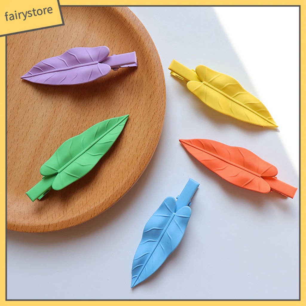 Kẹp Tóc Hình Chiếc Lá Bằng Thép Không Gỉ Chống Trầy Xước Dễ Thương Xinh Xắn