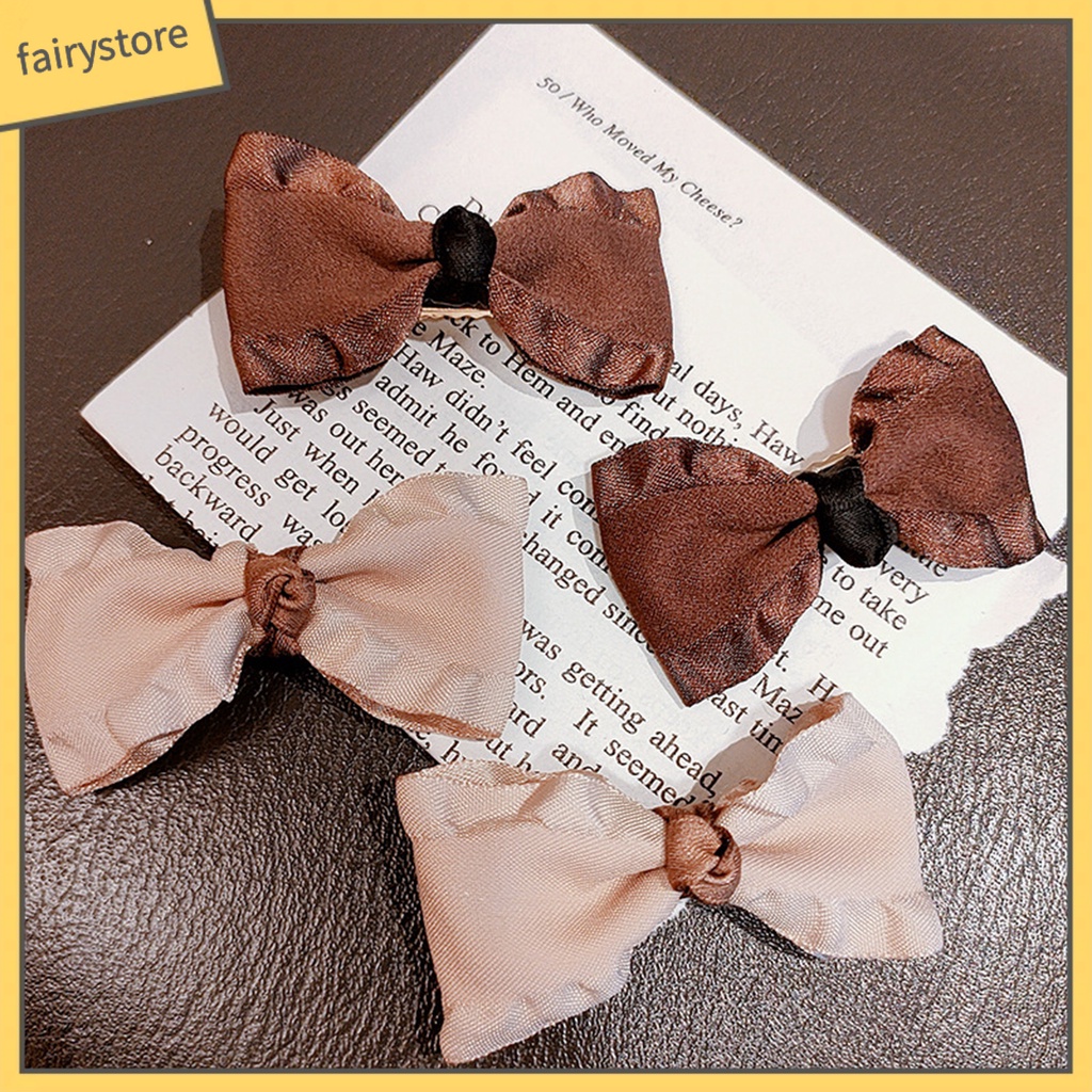 Kẹp Tóc Nơ Màu Sắc Tương Phản Phong Cách Hàn Quốc Dành Cho Nữ