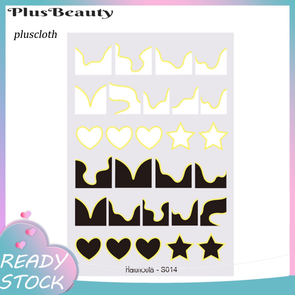 < Plusclothing > Hình Dán Móng Tay Siêu Mỏng Họa Tiết Lá Hoa Nhiệt Đới Màu Trắng Đen Sống Động Cho Nữ