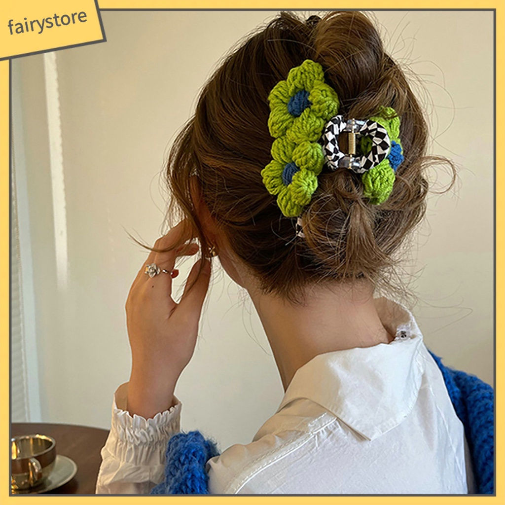 Kẹp Tóc Càng Cua Bằng Cotton Chống Trượt Màu Sắc Tương Phản Tinh Tế