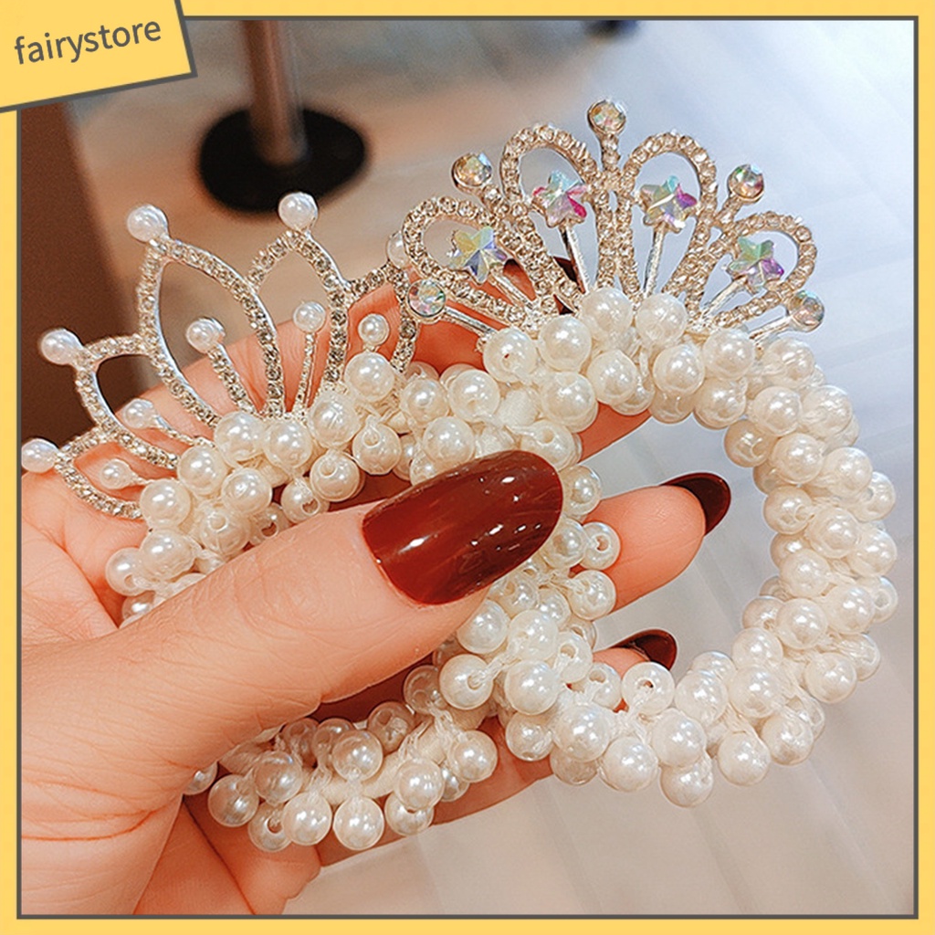 Dây Cột Tóc Hình Vương Miện Đính Đá Màu Sắc Lấp Lánh