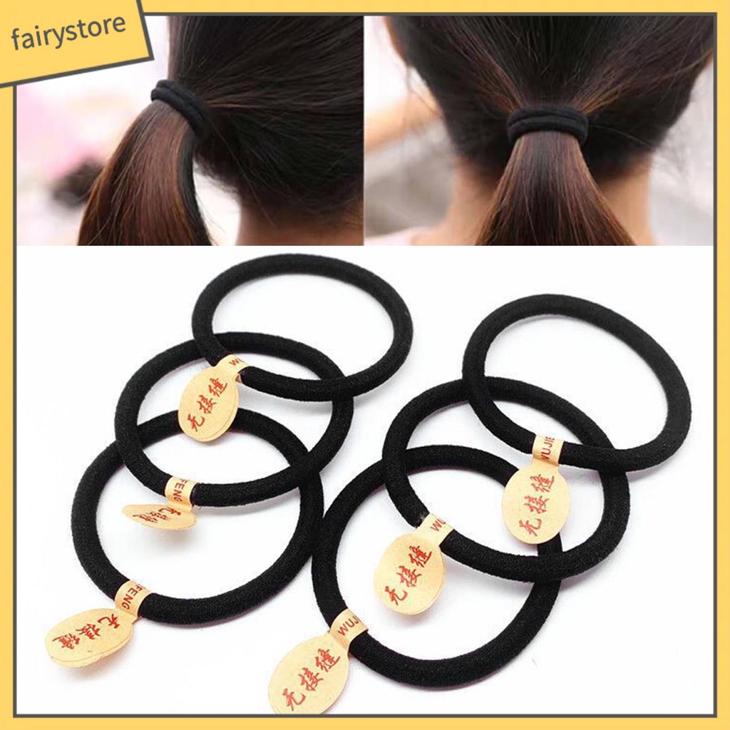 Dây Cột Tóc Màu Đen Dày Dặn Co Giãn Tốt Chống Mòn Độ Bền Cao Tiện Dụng Cho Nữ