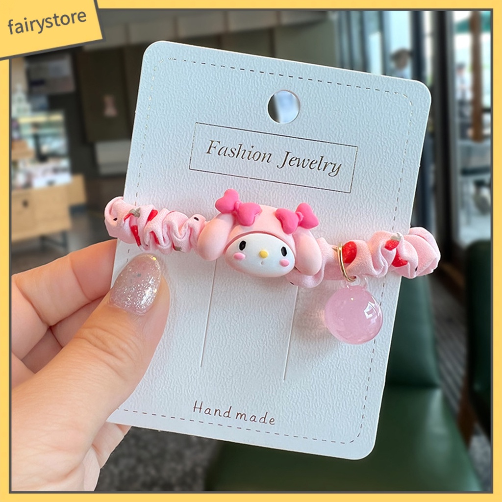 Dây Cột Tóc Co Giãn Chống Trượt In Hoạt Hình Dễ Thương Cho Bé Gái