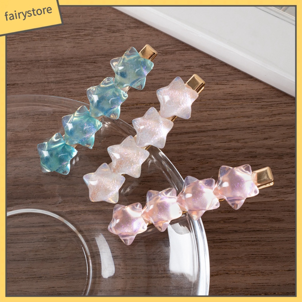Kẹp Tóc Trang Trí Ngôi Sao Trong Suốt Bằng Nhựa Resin Chống Trượt Phong Cách Hàn Quốc Cho Nữ