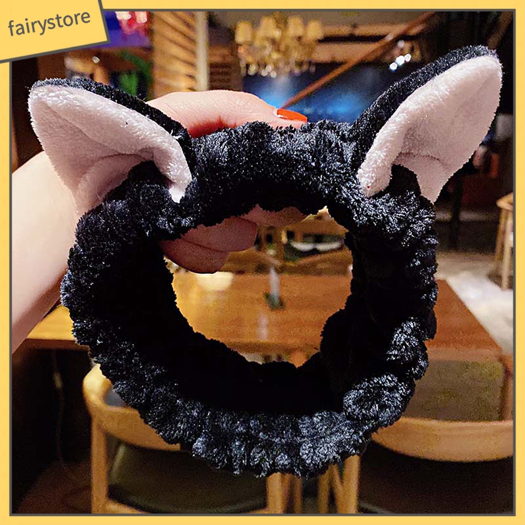 Băng Đô Nhung Mềm Co Giãn Cao Hình Tai Thỏ Dễ Thương Cho Nữ