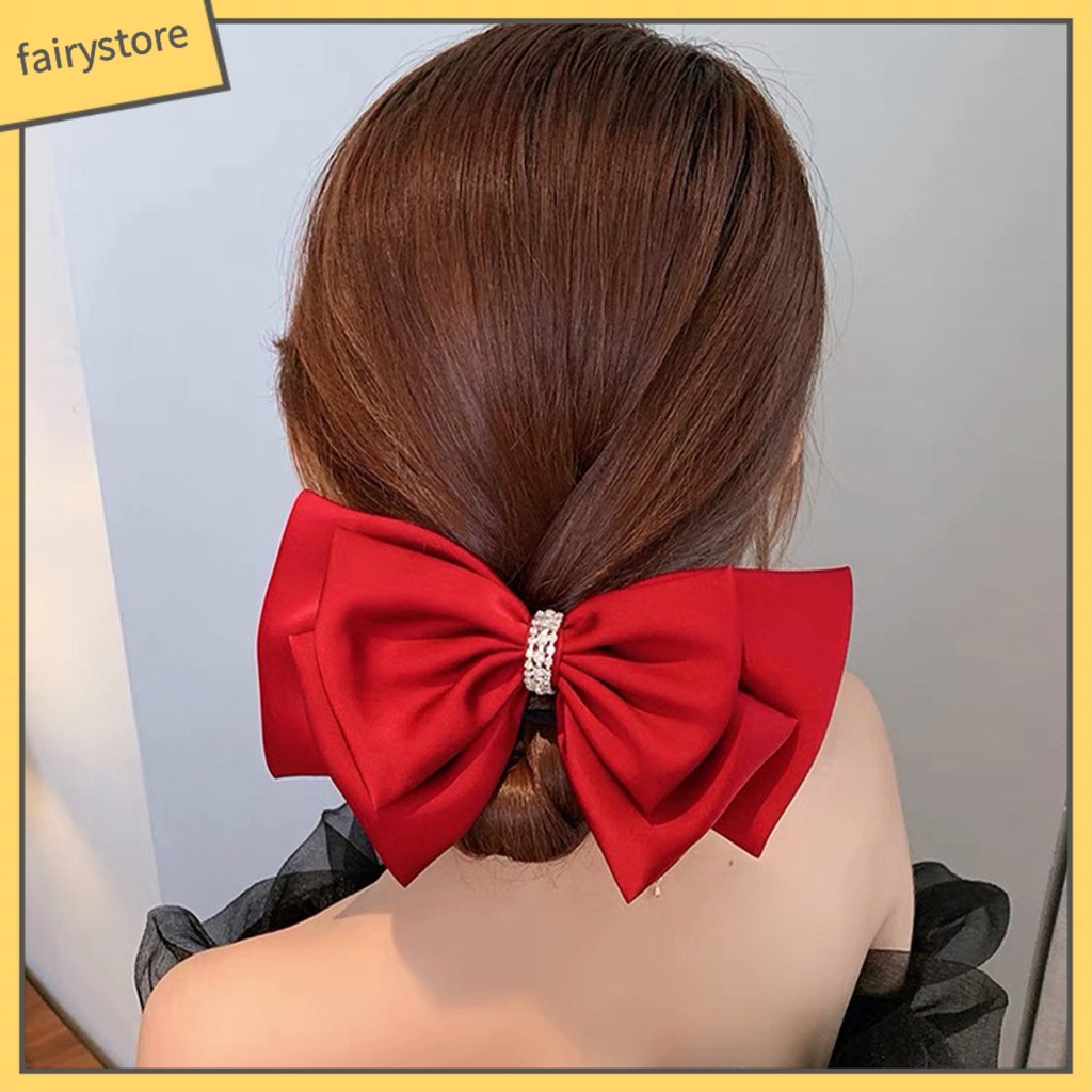 Kẹp Tóc Nơ Đính Đá Lấp Lánh Chống Trượt Hai Lớp Trang Trí Tóc