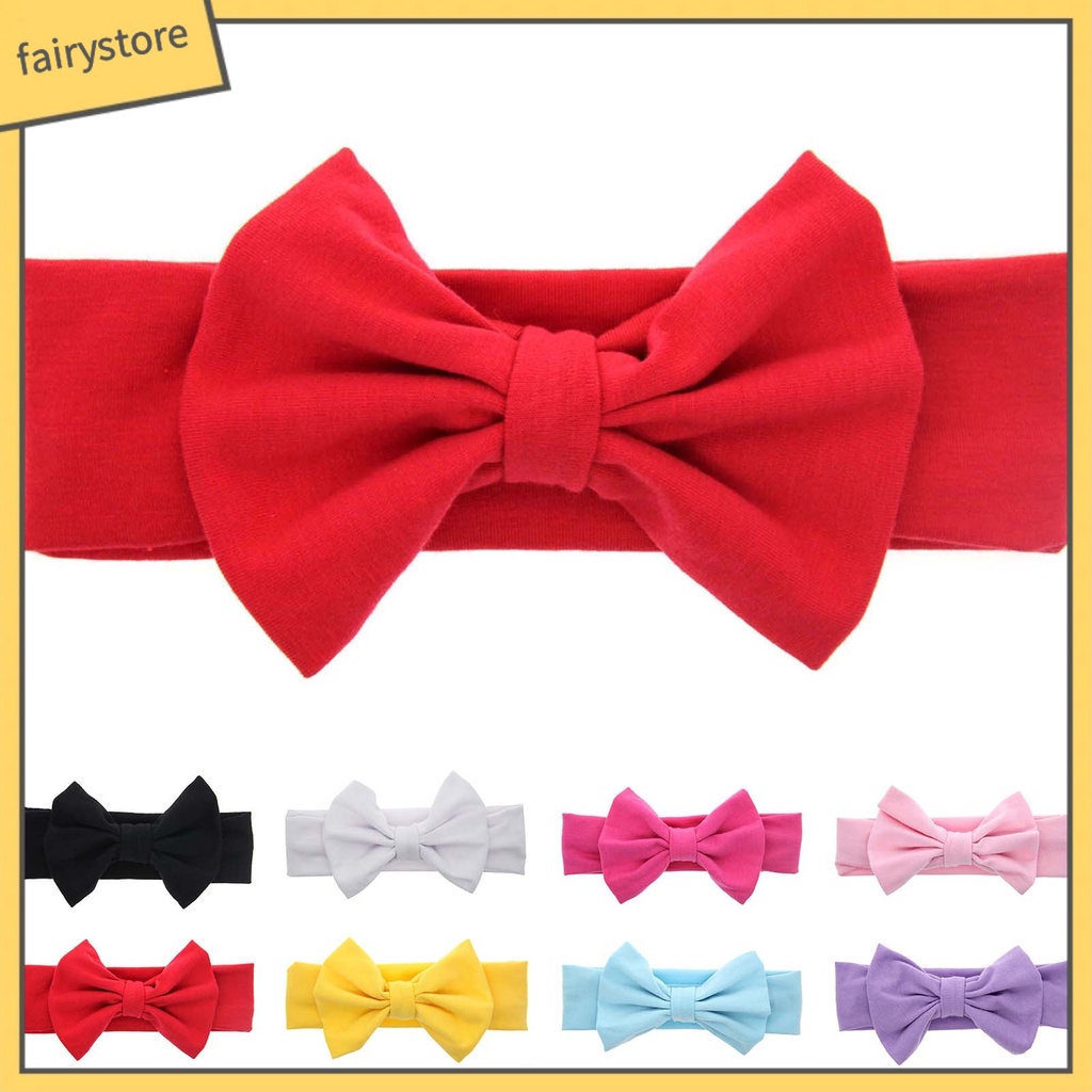 Băng Đô Nơ Màu Trơn Co Giãn Tốt Dễ Thương Dành Cho Bé Gái