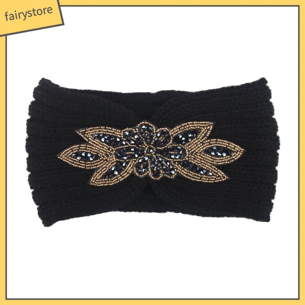 Băng Đô Dệt Kim Đính Đá Hình Hoa Thời Trang Thu Đông Cho Nữ