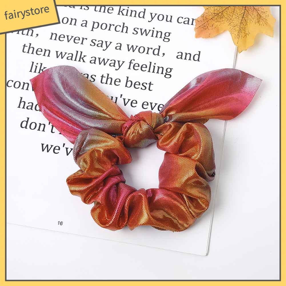 Dây Cột Tóc Co Giãn Hình Nơ Màu Sắc Gradient Lấp Lánh Cho Nữ