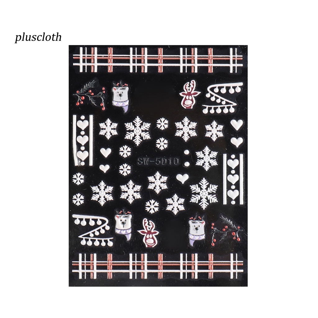 &lt; Pluscloth &gt; Miếng Dán Móng Tay Móng Tay Tự Dính Không Phai Chống Nước Dễ Tháo Gỡ Chủ Đề Giáng Sinh / Ambience DIY