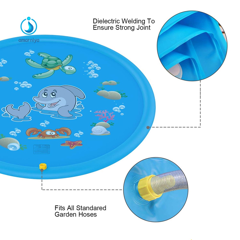 Thảm Bơm Hơi Phun Nước Cho Bé Chơi Mùa Hè Kích Thước 100 / 150 / 170cm