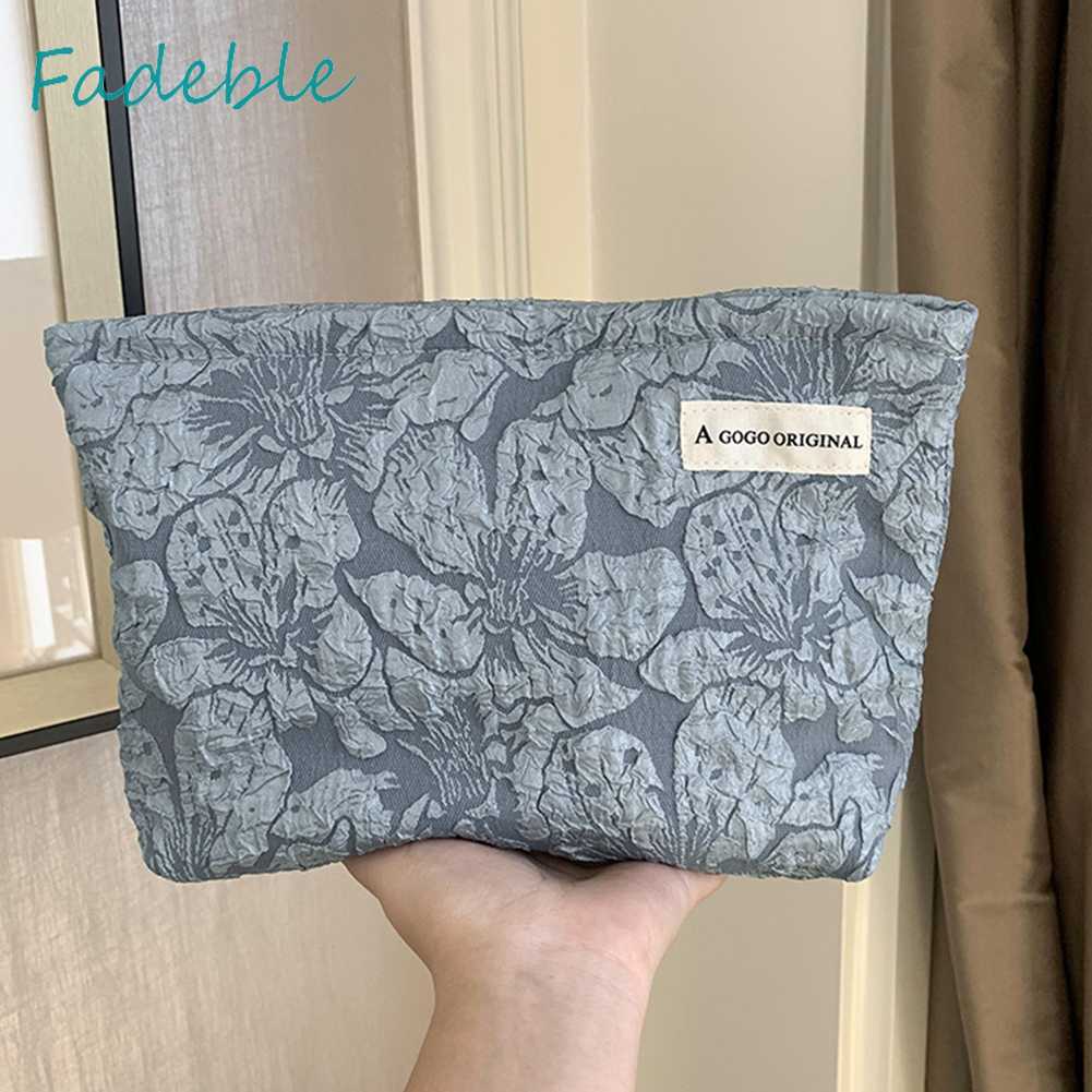 Túi Đựng Mỹ Phẩm Catton Sức Chứa Lớn Họa Tiết Hoa Dành Cho Nữ