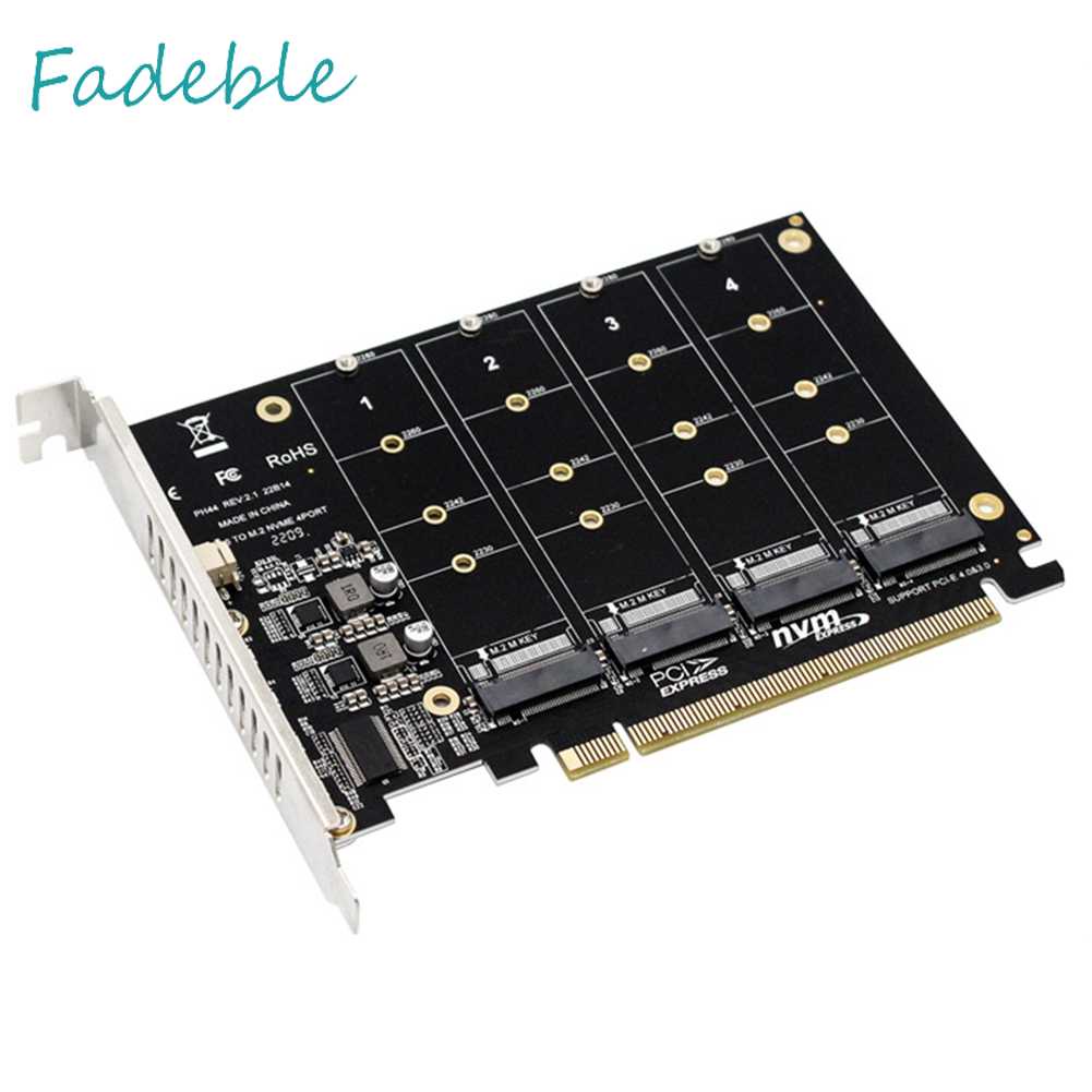 Bộ ChuyểN ĐổI Ổ CứNg 4 CổNg M.2 NVME SSD Sang PCIE X16, Hỗ Trợ 2230 / 2242 / 2260 / 2280