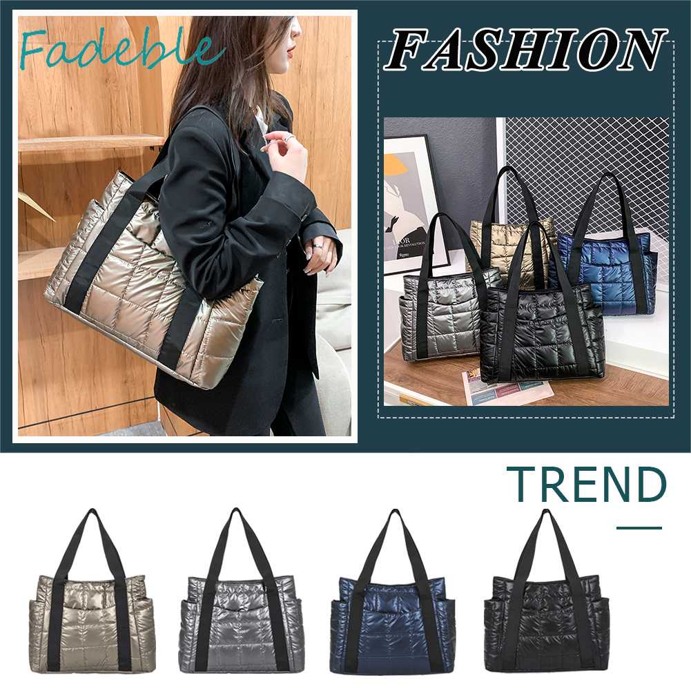 Túi Đeo Vai Bằng Nylon Màu Trơn Họa Tiết Kẻ Ô Thời Trang Cho Nữ
