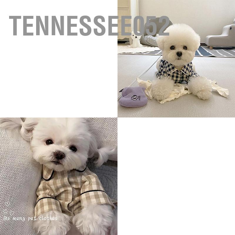 Tennessee052 Đồ Ngủ Cho Thú Cưng Kẻ Sọc Cotton Móc Và Vòng Đóng Bộ Chó Có Túi Sau Con Mèo Xuân Hè