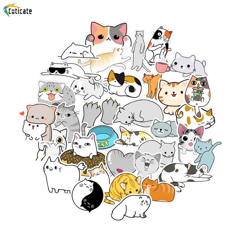 50 Miếng Dán Hình Mèo Vui Nhộn Dễ Thương Cho Thanh Thiếu Niên