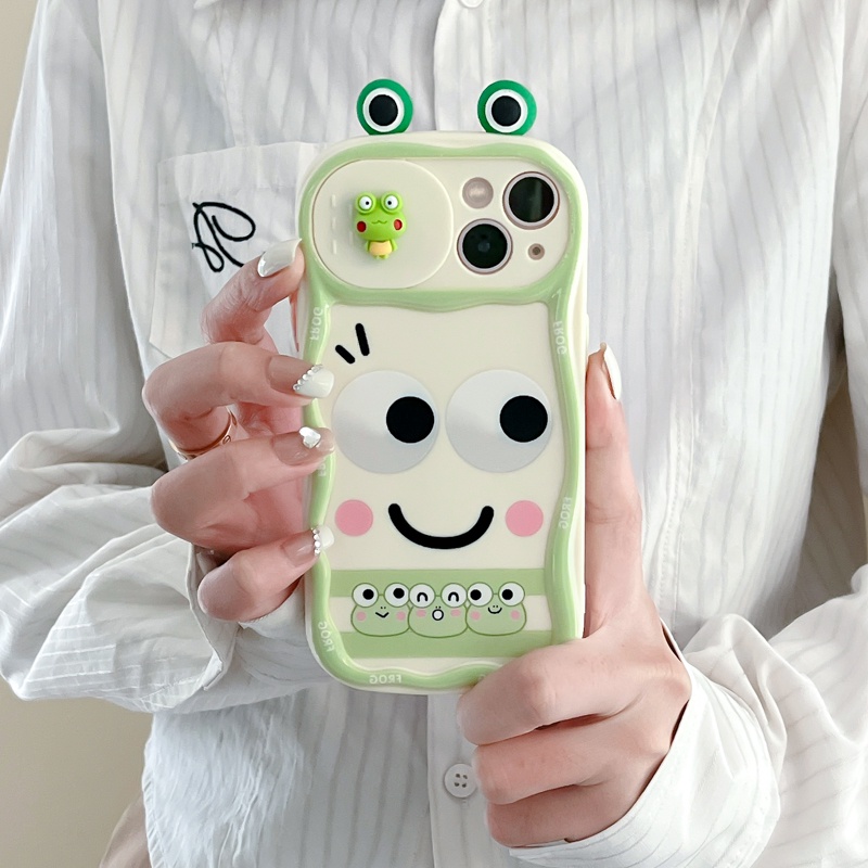 Ốp Điện Thoại Silicone Hoạ tiết hoạt hình 3D ếch mắt to Cho iPhone 12 13 14 15 Pro Max