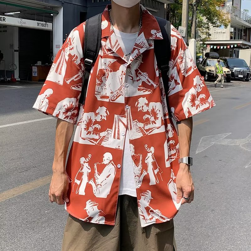 Toàn Bộ Áo Sơ Mi Ngắn Tay Thoáng Khí In Họa Tiết Hoa Phong Cách Hip Hop Mỹ Thời Trang Mùa Hè Cho