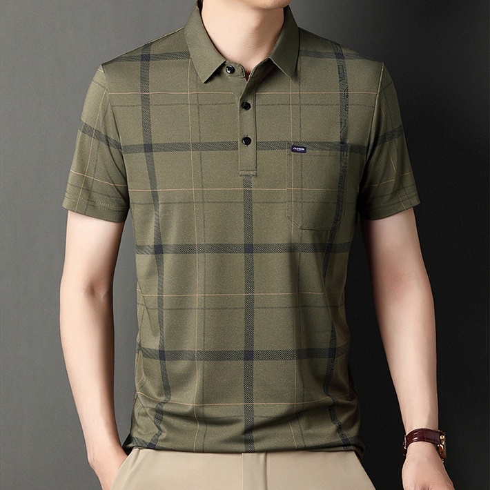 Áo Thun polo Ngắn Tay Form Rộng Họa Tiết Sọc Thời Trang Dành Cho Nam