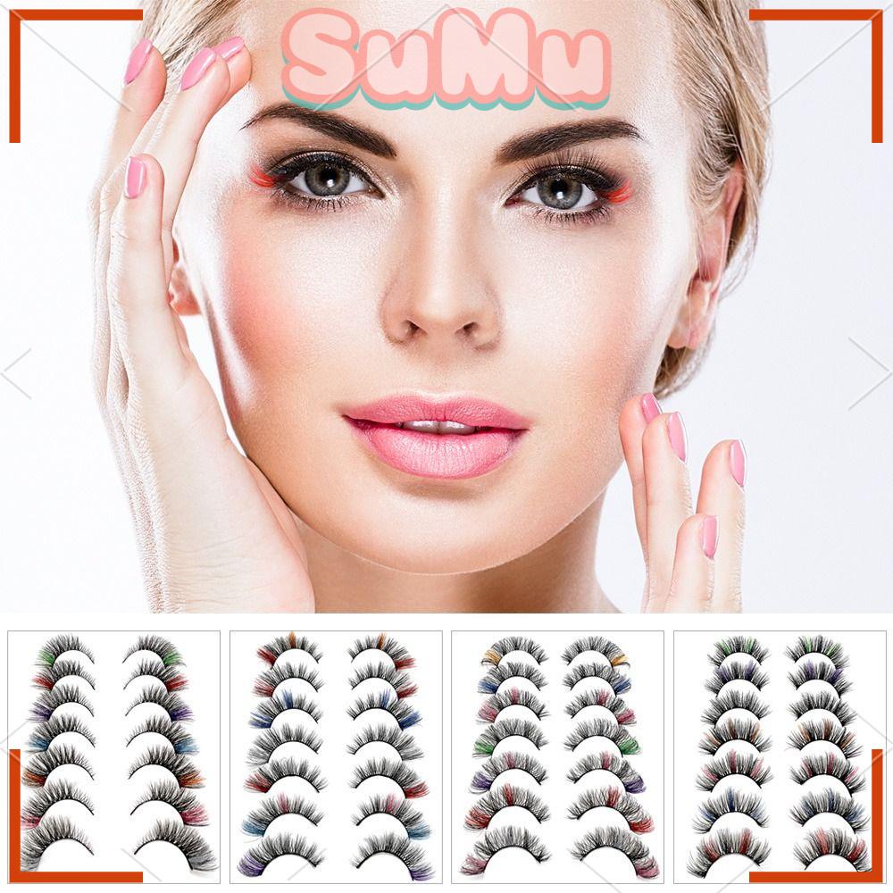 Set 7 Cặp Lông Mi Giả Cong Dày Hóa Trang Mắt Mèo