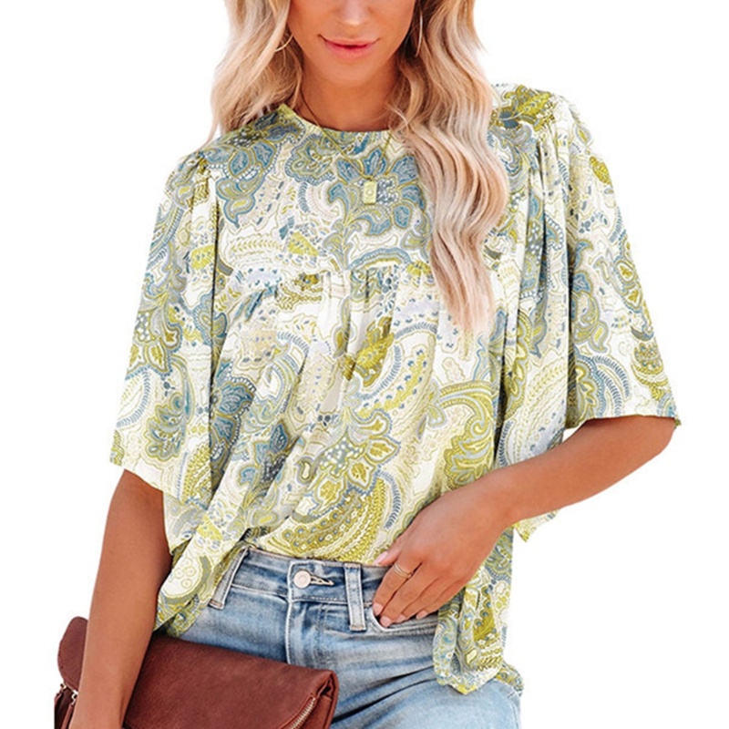 Áo Thun Tay Ngắn Họa Tiết Paisley Thời Trang Mùa Hè Cho Nữ