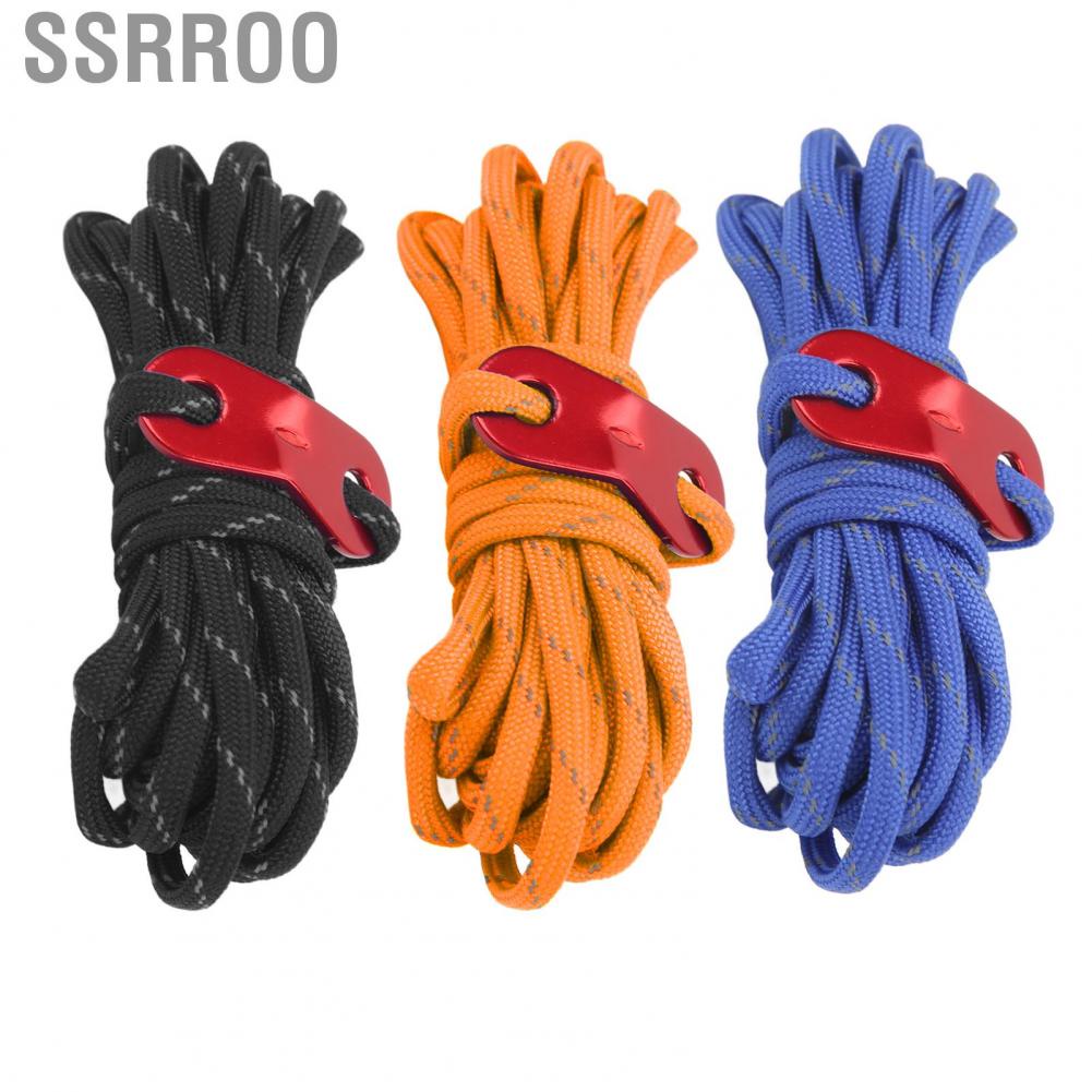 Ssrroo Camping Rope  Vibrant Colors Sturdy Reusable Windproof Reflective Guyline Tent Rope Polyester Silk  for Camping