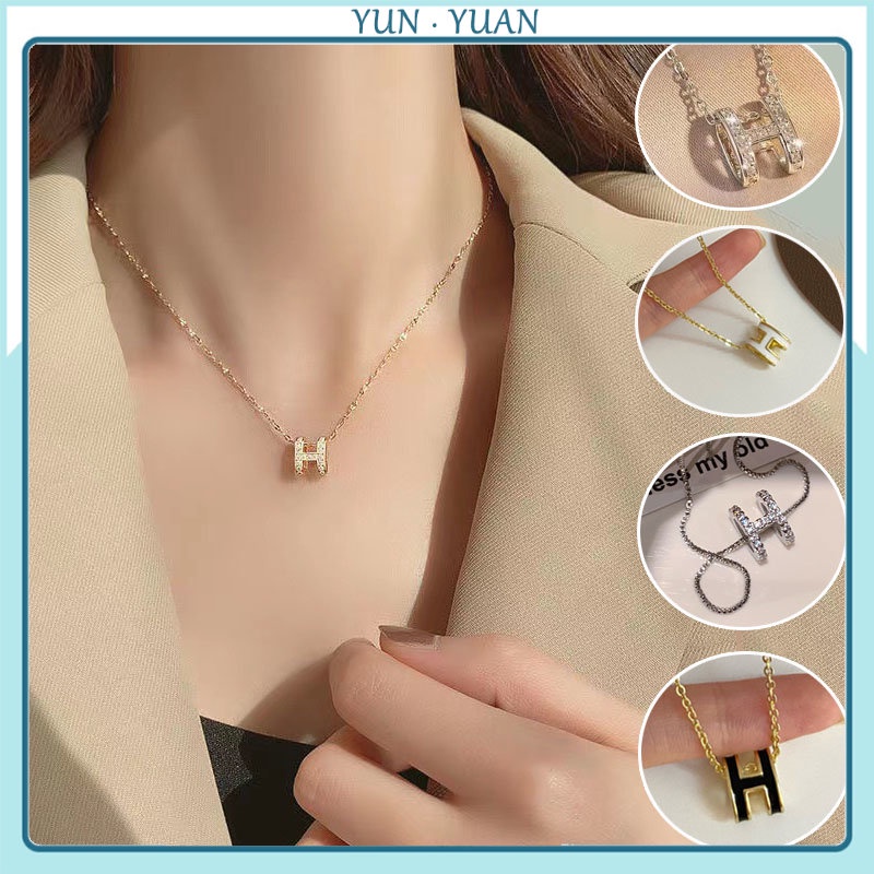 Vòng cổ Mặt Chữ H Đính Đá Zircon Thời Trang Cho Nữ