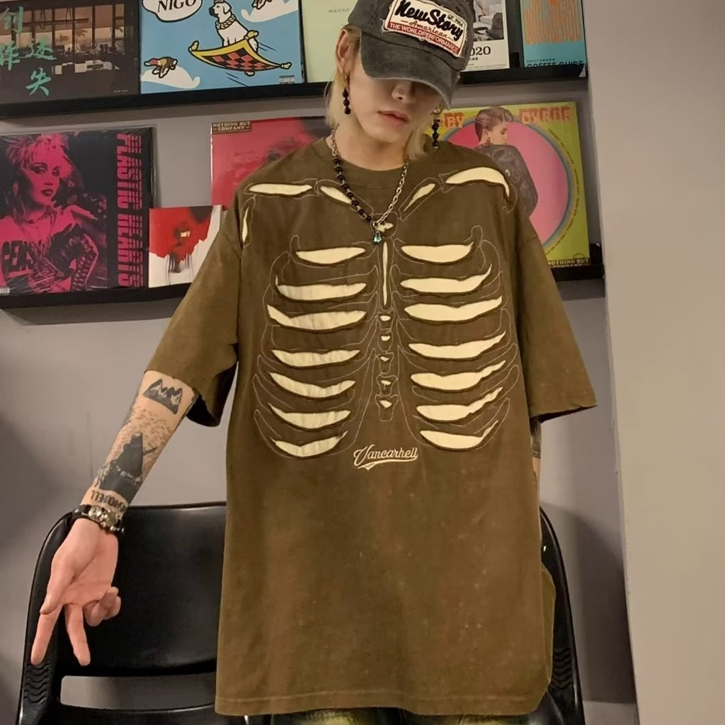 Áo Thun Ngắn Tay Phong Cách Đường Phố Cá Tính Cho Nam Nữ