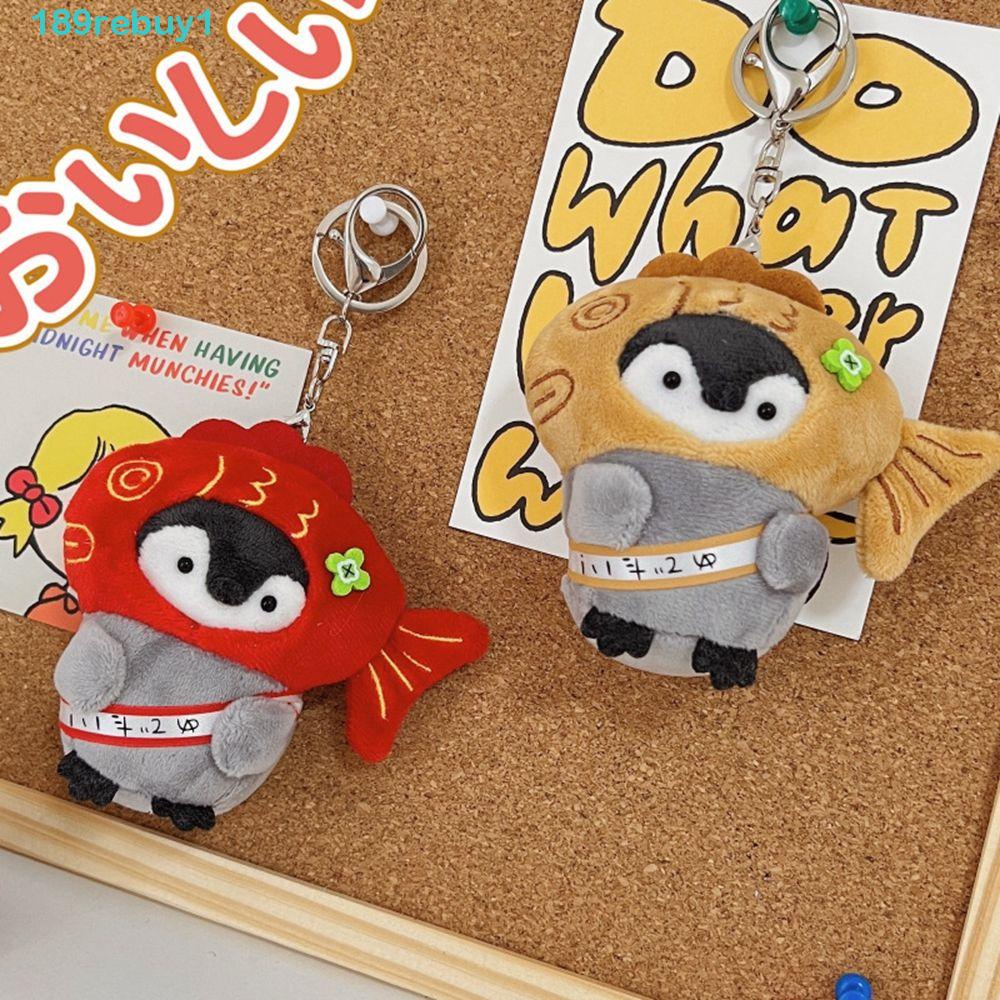 Rebuy1 Móc Khóa Hình Chim Cánh Cụt Taiyaki Nhồi Bông Đáng Yêu Bằng Nhựa PP Giá Đỡ