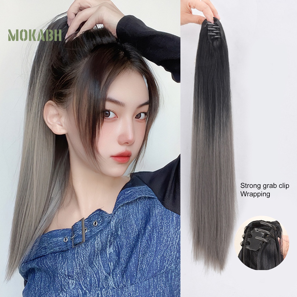 [Mok Abh] Tóc Giả Dạng Kẹp Cố Định Kiểu Tóc Đuôi Ngựa Thẳng Dài Mềm Mại Màu Gradient Dành Cho Bạn Nữ Sử Dụng