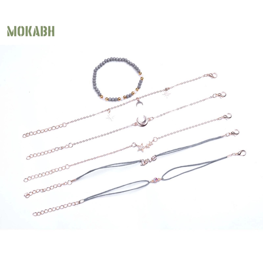 [Mok Abh] Set 6 Vòng Đeo Tay Bằng Hợp Kim Tinh Tế Quyến Rũ