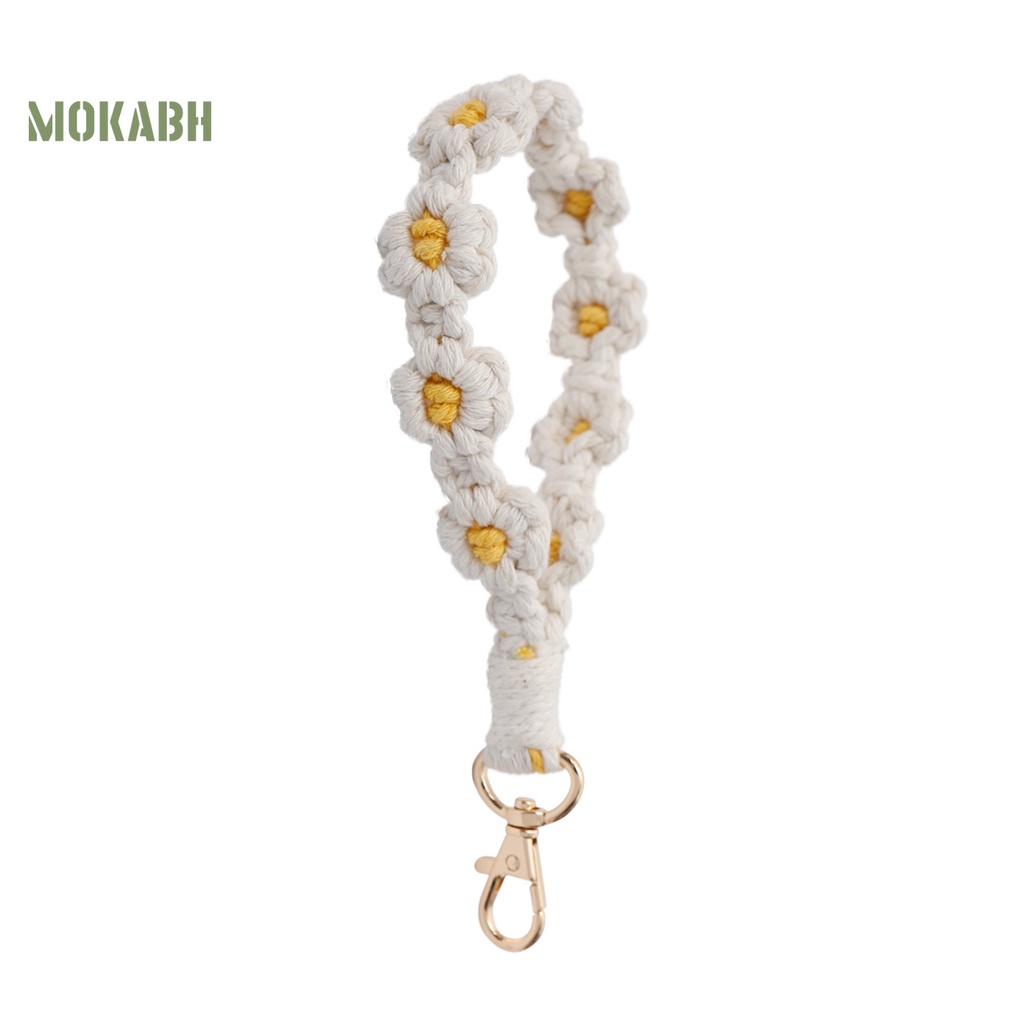 [Mok Abh] Móc Chìa Khóa Dạng Dây Bện Hình Hoa Nhỏ Phong Cách Bohemia Tự Làm Thủ Công Cho Nữ