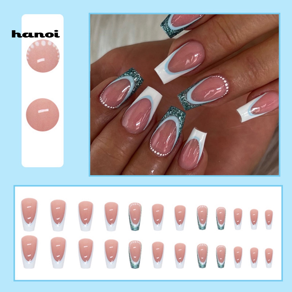 Set 24 Móng Tay Giả Có Thể Tháo Rời DIY Thời Trang