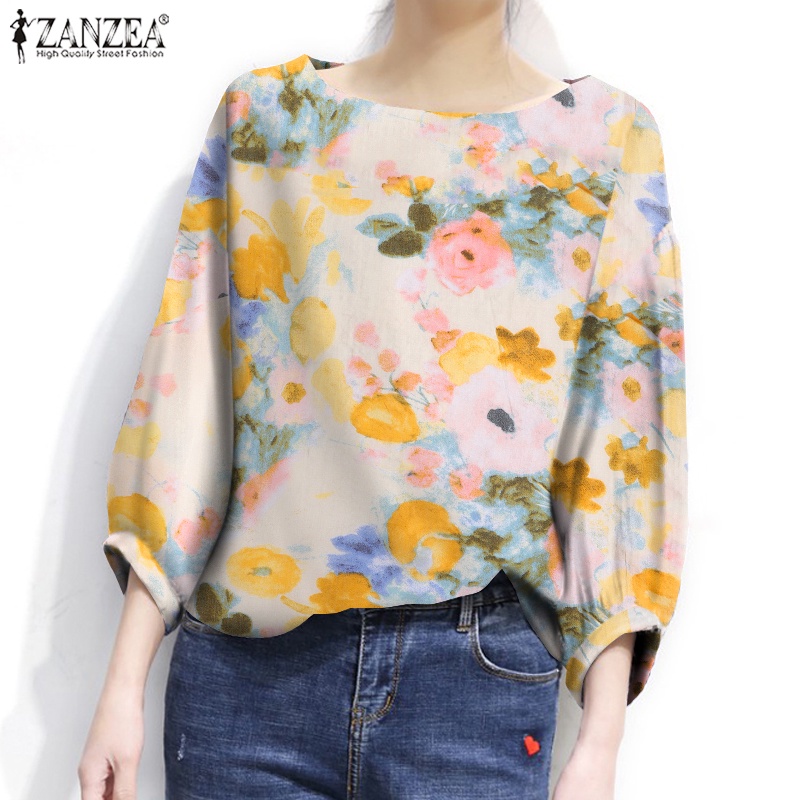 Zanzea Áo Cánh Nữ Tay 3 / 4 In Hoa Phong Cách Hàn Quốc