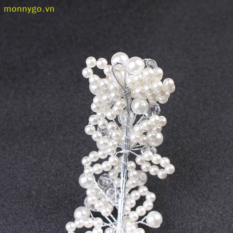 Monnygo bridal wedding headband crystal flower tiara crown pearl rhinestone hair band vn