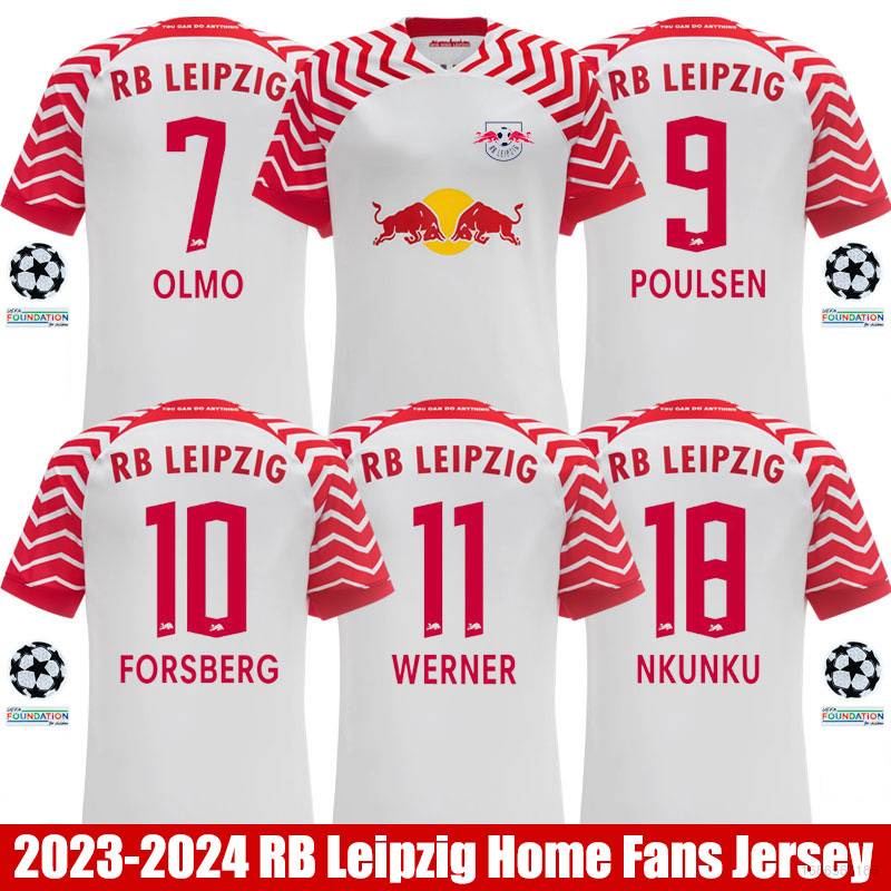 Áo Thun Bóng Đá QY 2023-2024 RB Leipzig Home Jersey Olmo Forsberg Werner Poulsen Nkunku Plus Size