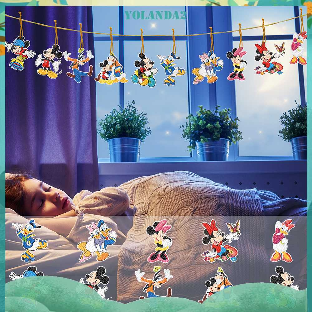 Bộ 10 Mặt Dây Chuyền Kiểu Hoạt Hình Đính Đá Tròn Tự Làm Dễ Thương