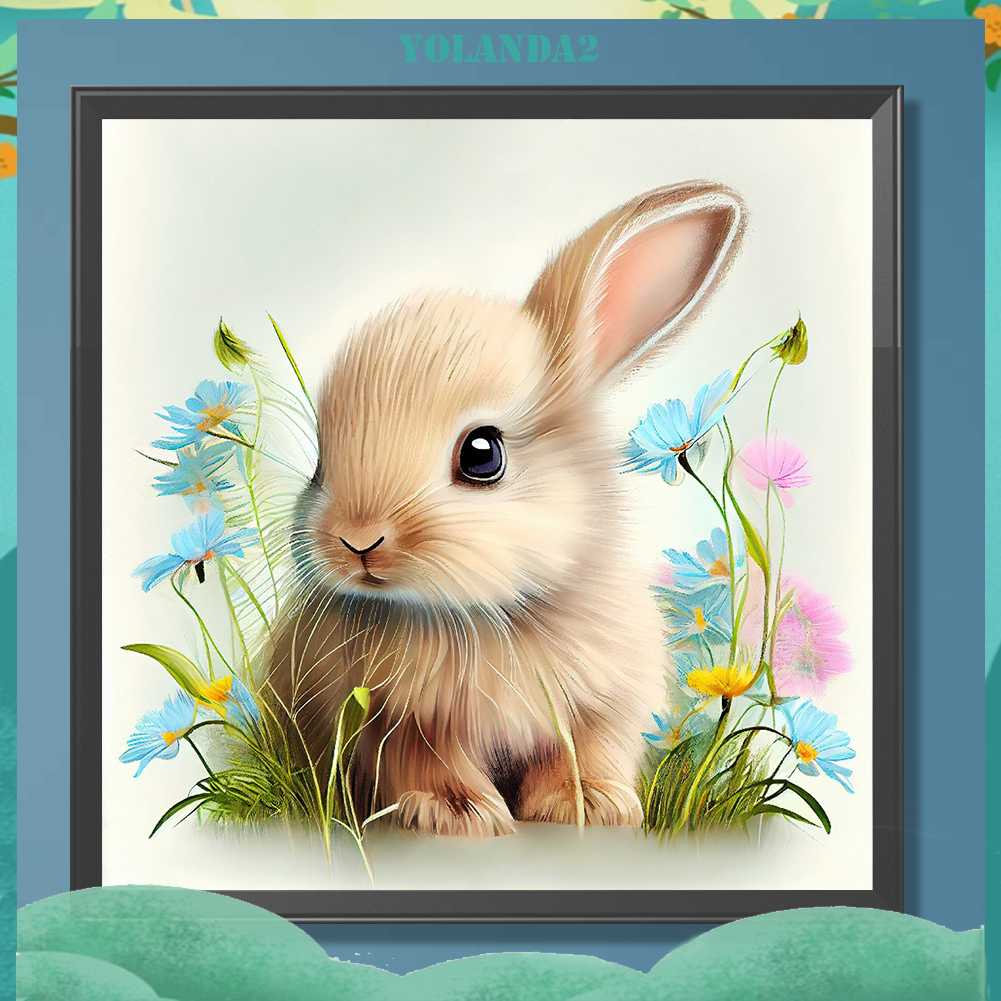 Tranh Đính Đá Kim Cương Toàn Bộ 5D DIY Hình Vẽ Thỏ Trang Trí Nhà Cửa