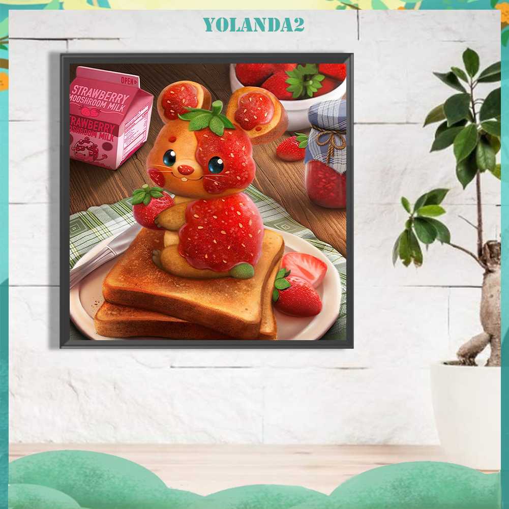 Tranh Đính Đá Kim Cương Toàn Bộ 5D DIY Hình Vẽ Thỏ Dâu Tây