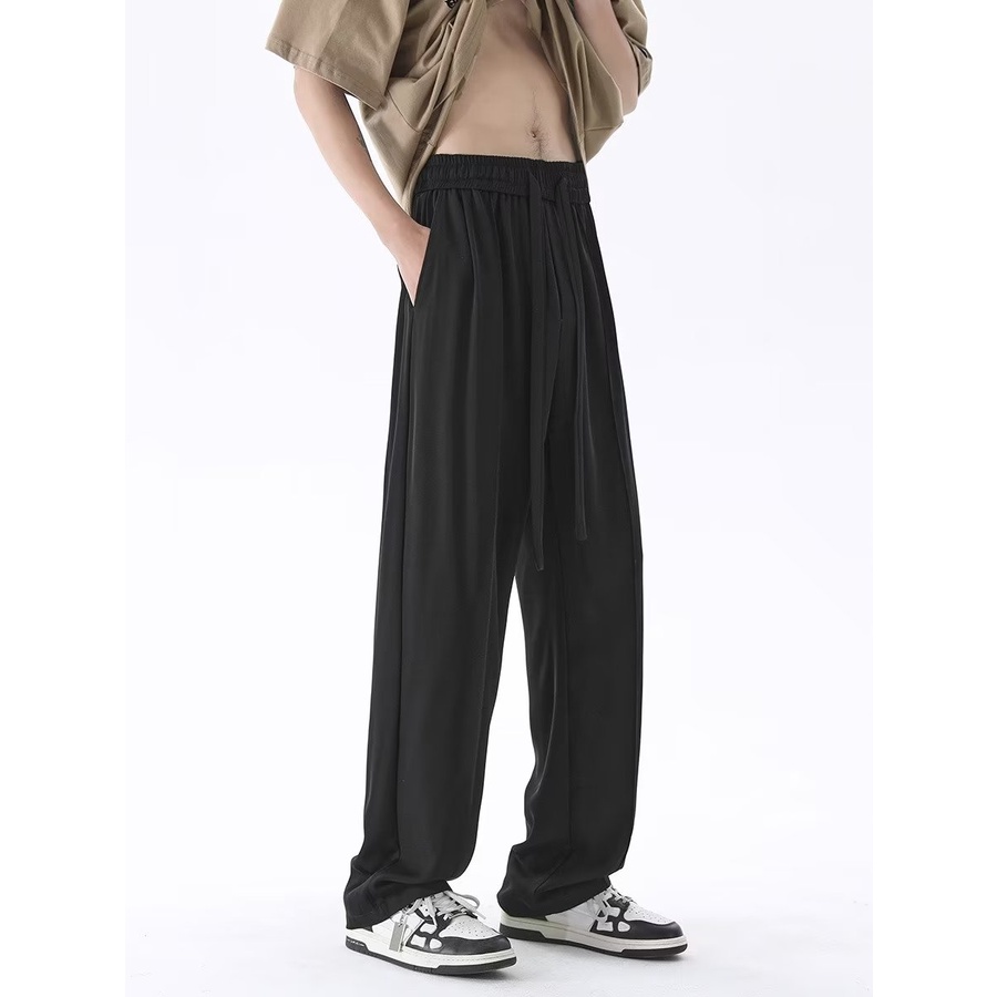 Quần Dài Vải Lụa Lạnh Mỏng Dáng Rộng Kiểu Đường Phố Thời Trang Mùa Hè Cho Nam