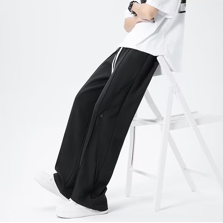 Quần Dài Thể Thao Vải Lụa Lạnh Mỏng Dáng Rộng Kiểu Đường Phố Thời Trang Mùa Hè Cho Nam