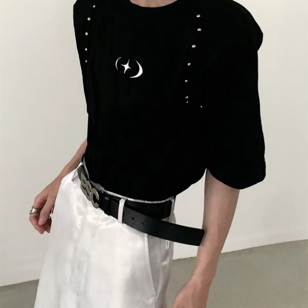 Áo Thun Tay Ngắn Cổ Tròn Dáng Rộng Màu Trắng Đen Thời Trang Mùa Hè