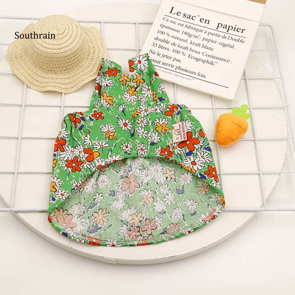 Đầm Không Tay Co Giãn In Họa Tiết Hoa Và Cà Rốt Thời Trang Cho Cún Cưng