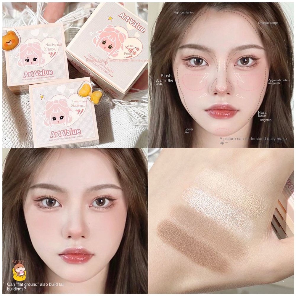 Hộp Phấn Má Hồng Bắt Sáng Tạo Khối Trang Điểm Tự Nhiên Kháng Nước Lâu Trôi Dễ Thương