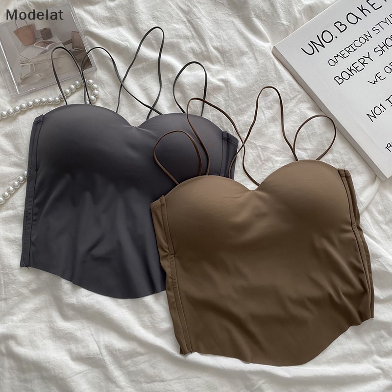 Mfc Áo Hai Dây Mùa Hè Có Mút Đệm Ngực Màu Trơn Gợi Cảm Cho Nữ