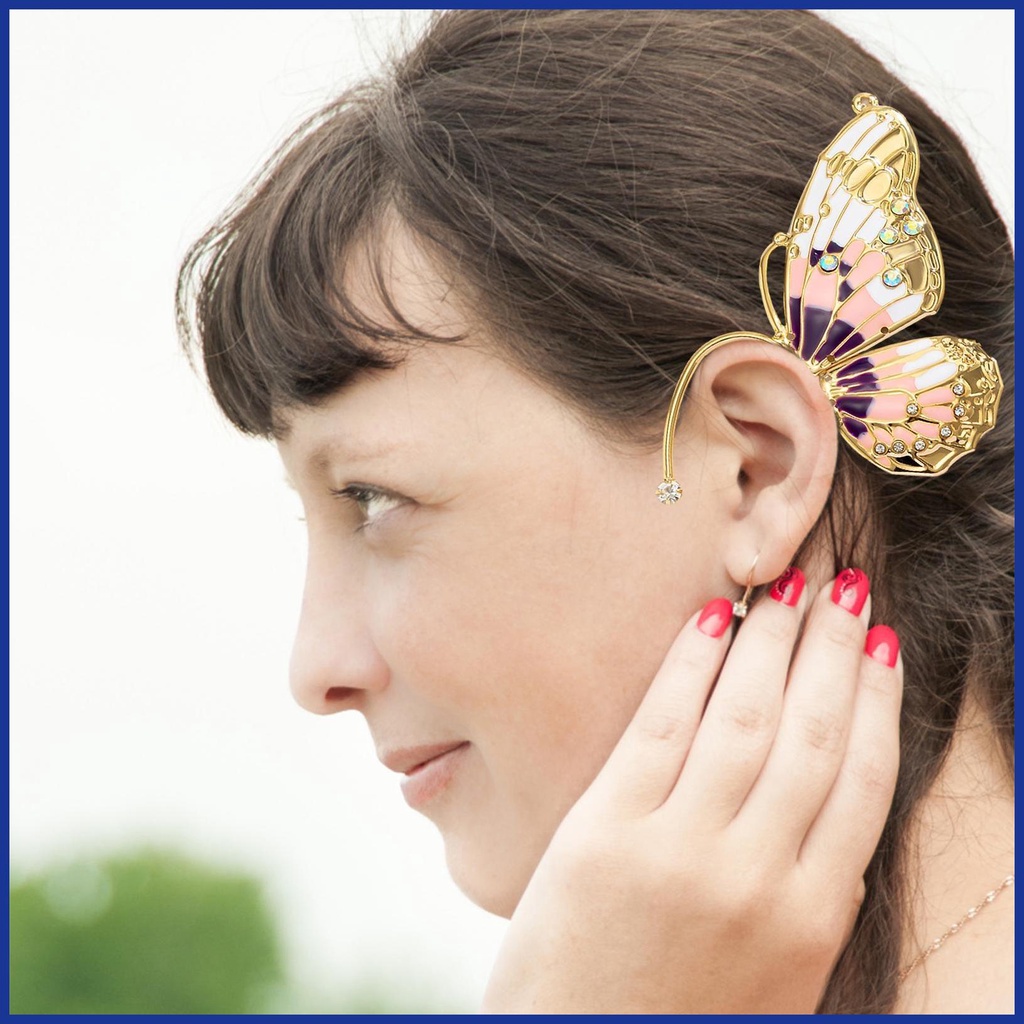 Khuyên Kẹp Vành Tai Hình Bướm Đính Đá Cho Bé Gái