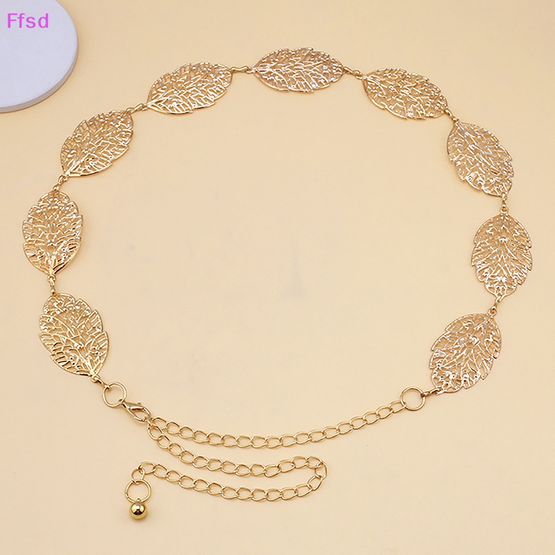 Thắt Lưng Dây Xích Mảnh Bằng Kim Loại Hình Chiếc Lá Đơn Giản Thời Trang Cho Nữ