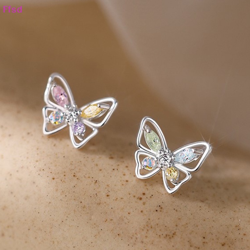 {Ffsd} Khuyên Tai Dạng Xoắn Ốc Đính Đá Zircon Bóng Hình Bướm Làm Quà Tặng Đám Cưới Cho Nữ