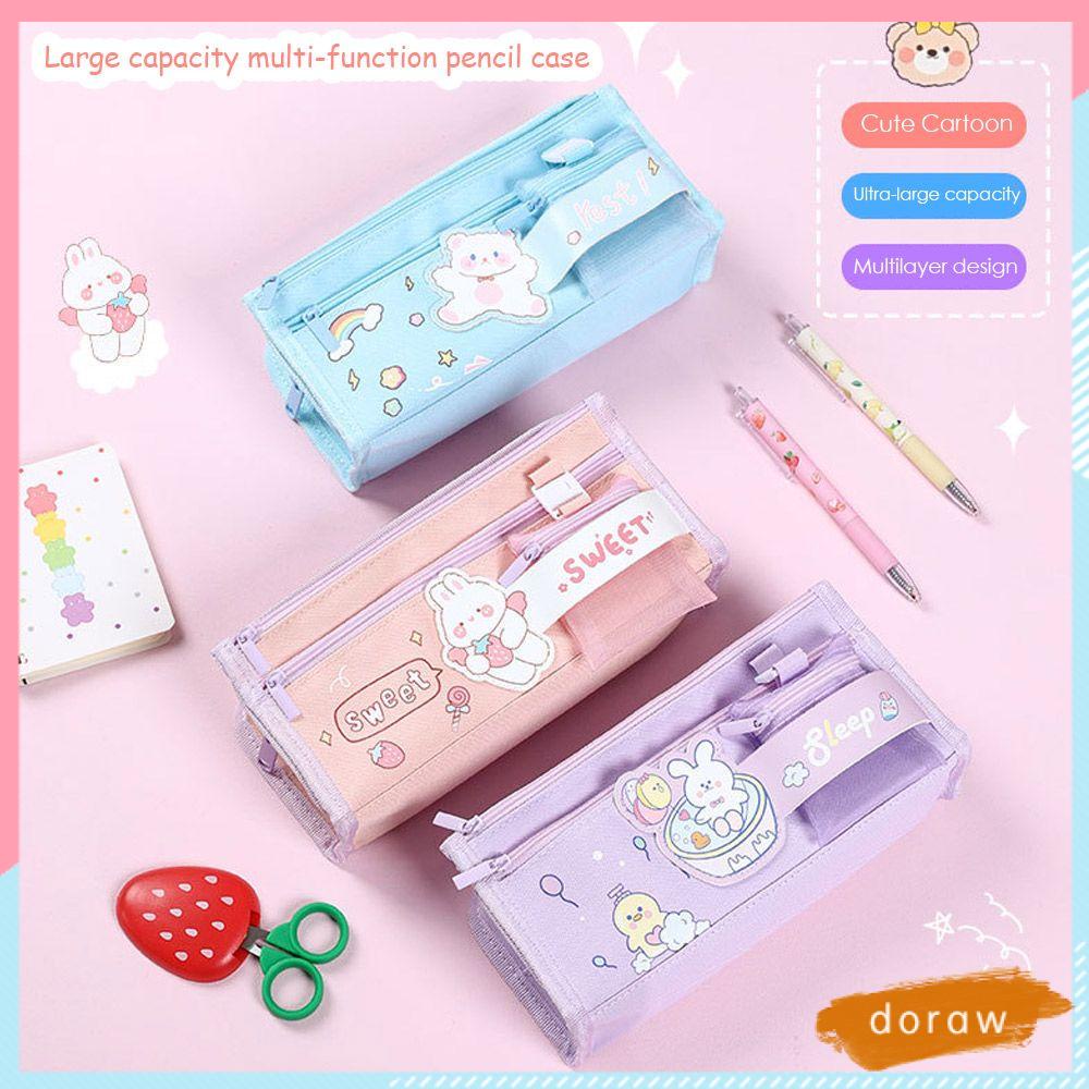 Túi Đựng Bút Vải Canvas Cỡ Lớn In Hoạt Hình Dễ Thương