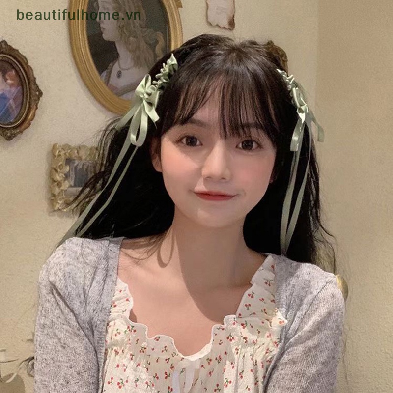 1 Cặp Kẹp Tóc Hình Nơ Màu Hồng Phong Cách Lolita Nhật Bản Dễ Thương Cho Bạn Gái